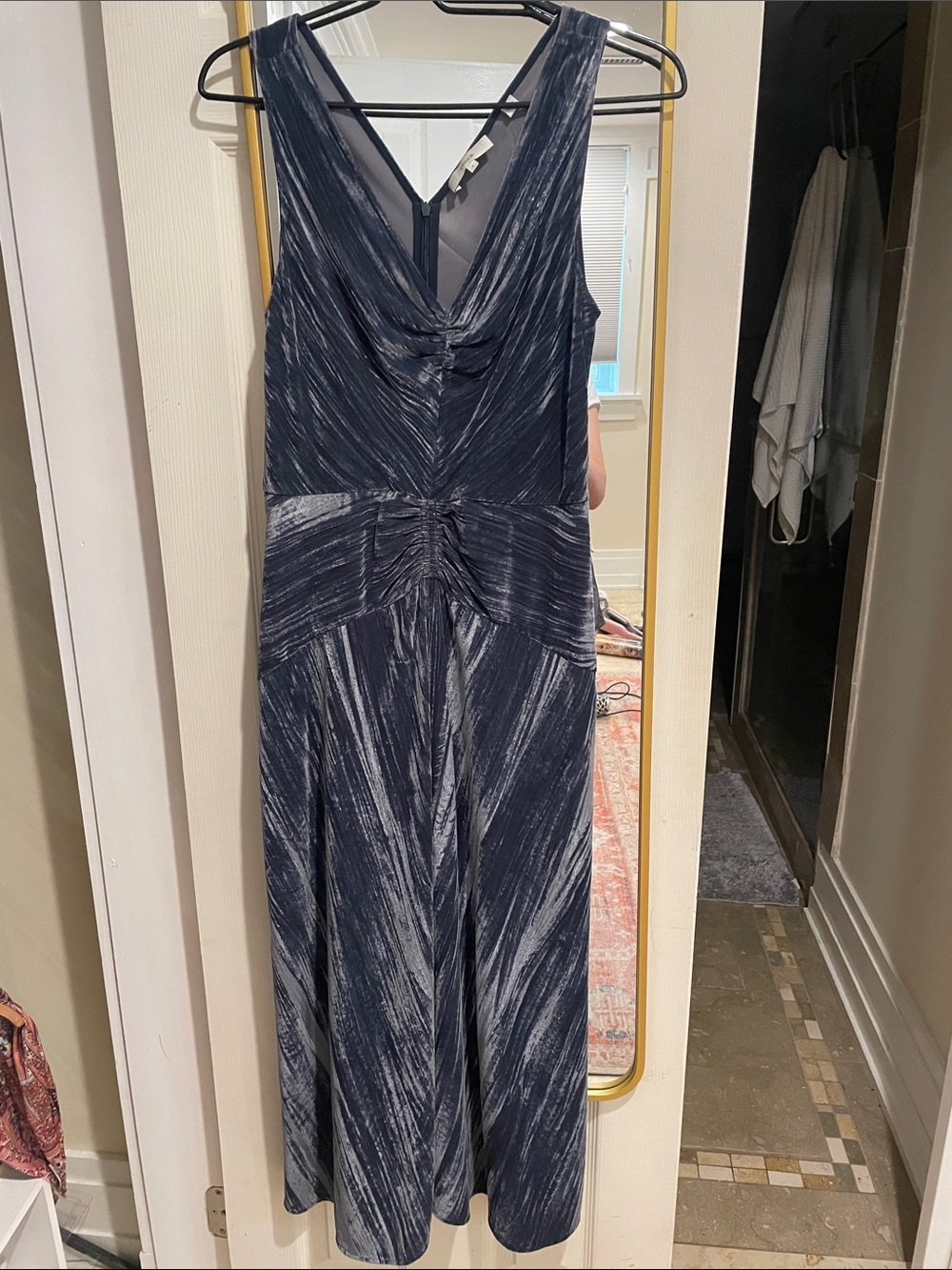 Vince blue velvet V-Neck Sleeveless Maxi Dress